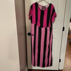 Christopher John Rogers x Target Pink and Black Stripe Dress Size 16W/18W